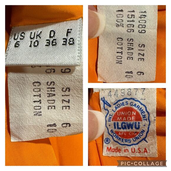 American Vintage 70's Orange Demask print short sleeved coat dress size medium - Picture 13 of 15